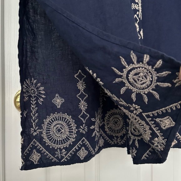 Johnny Was Linen Embroidered Floral Button Down Midi Dress Size XS - Picture 8 of 15